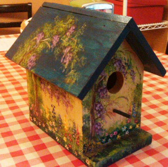 painted birdhouse Carol King: drawing, painting, complaining